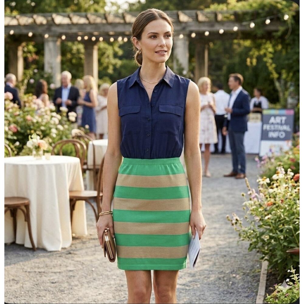 THML Nautical Mini Shirt Dress M Stripe Beach Resort Vacation Preppy Blue/Green